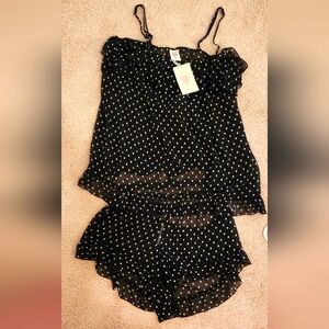 Silky Sheer Pajamas 2 Piece Set, Size Medium